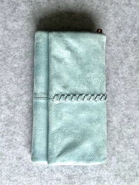 HOBO Light Blue Suede Foldover Wallet -Like New